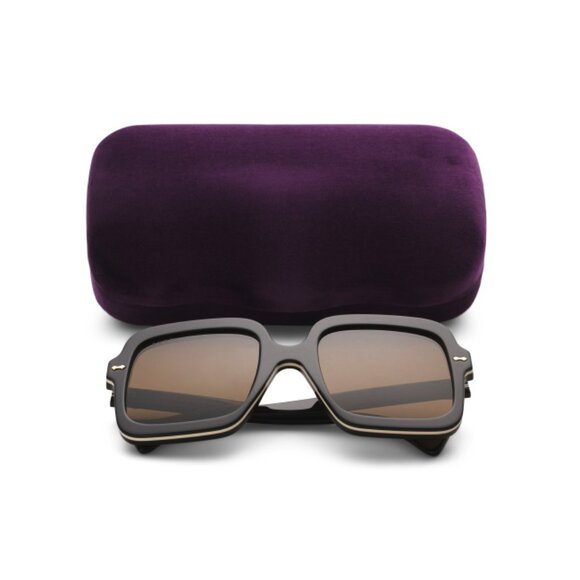 GUCCI BLACK/BROWN 56mm Square Sunglasses - Picture 1 of 2